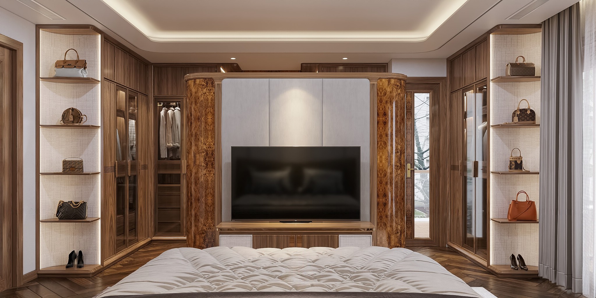 Báo giá tủ quần áo gỗ óc chó cao cấp hiện đại