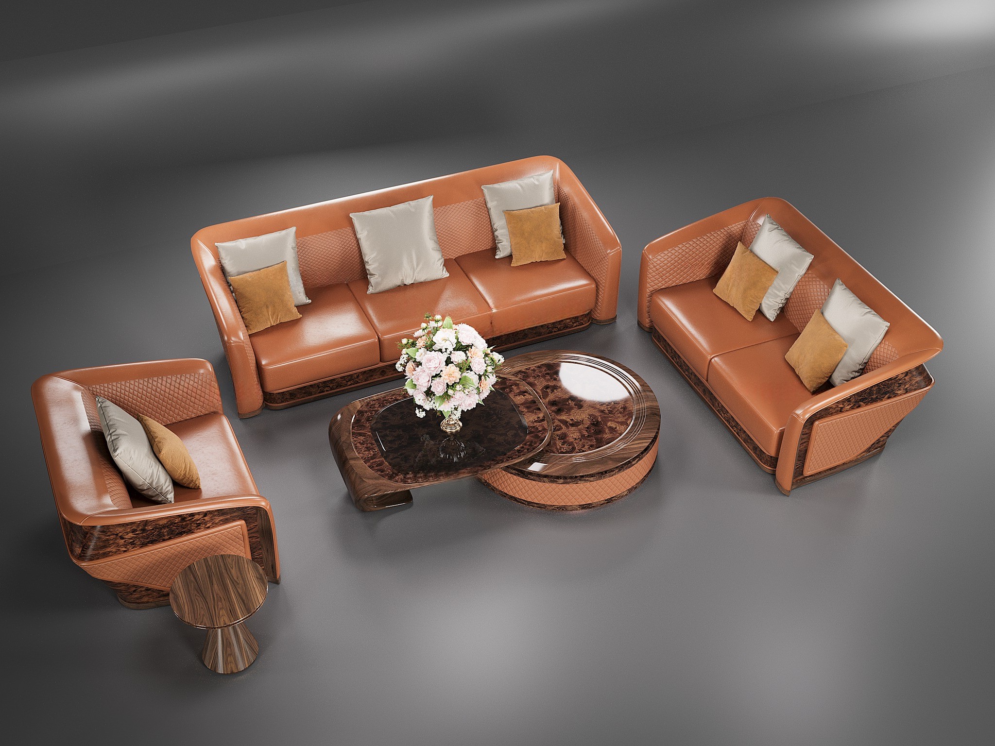 Ghế gỗ óc chó phòng khách sang trọng và ấm áp