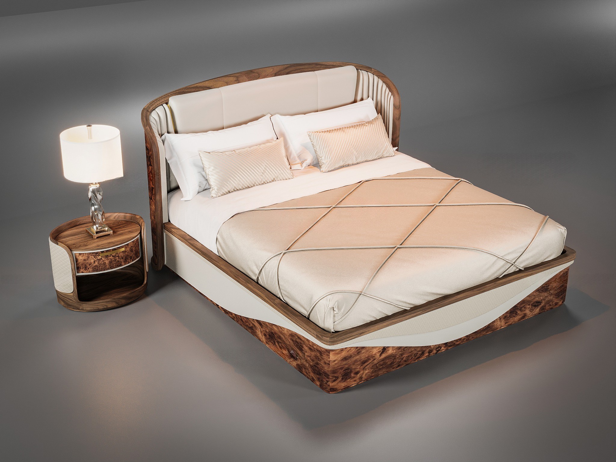 Giường ngủ gỗ óc chó cao cấp sang trọng