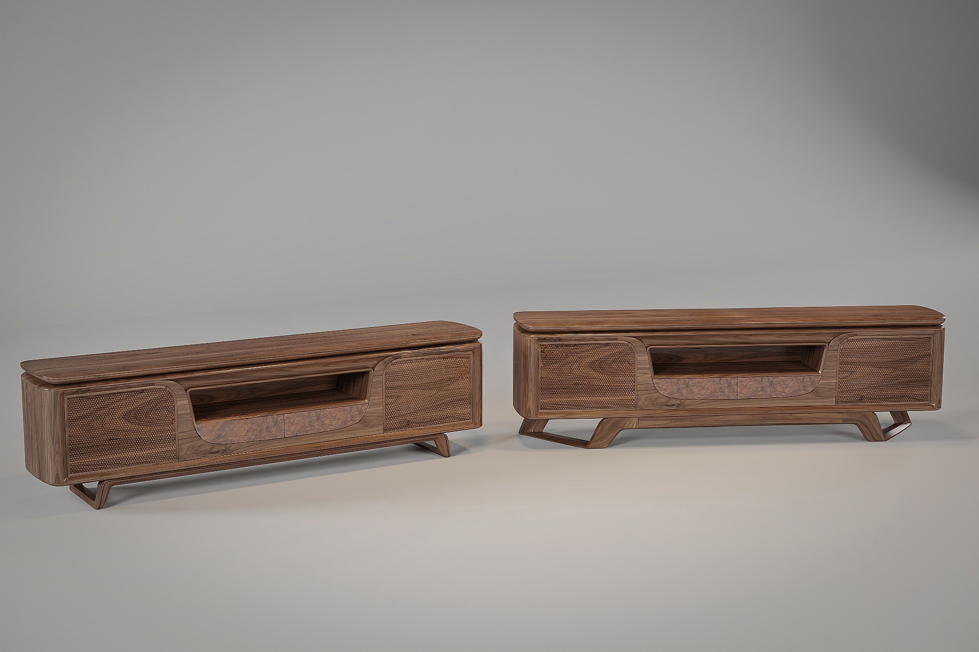 Mẫu kệ tivi phòng khách gỗ tự nhiên dáng thấp hiện đại