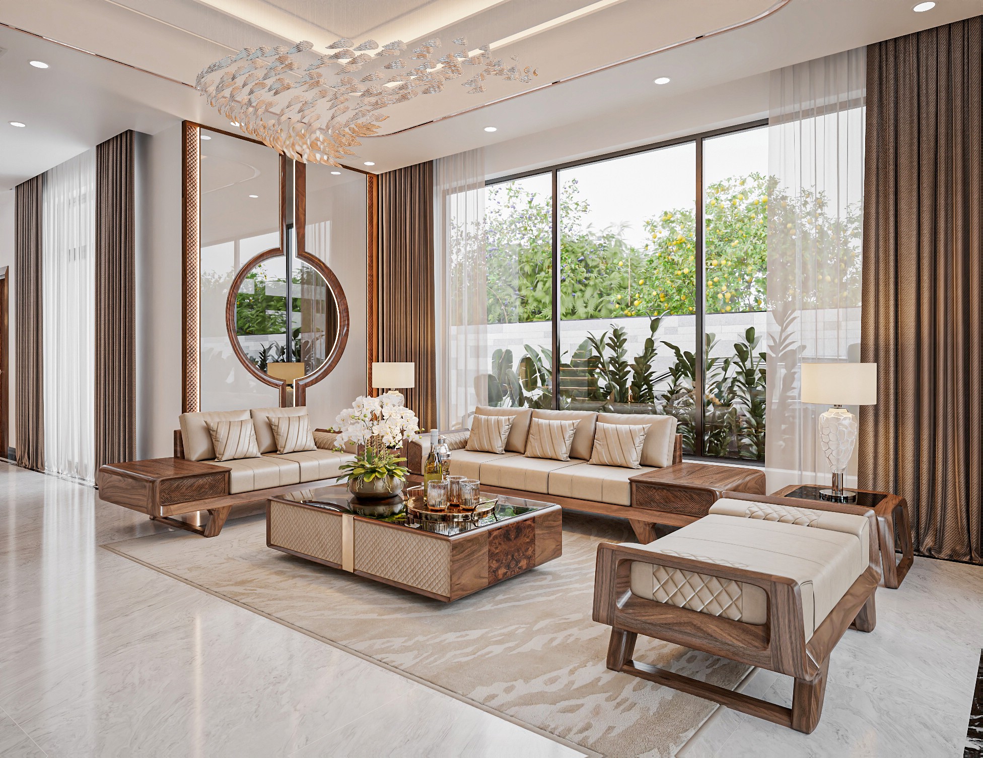 Sofa gỗ phòng khách đẹp hiện đại với thiết kế văng 2 chỗ và 3 chỗ