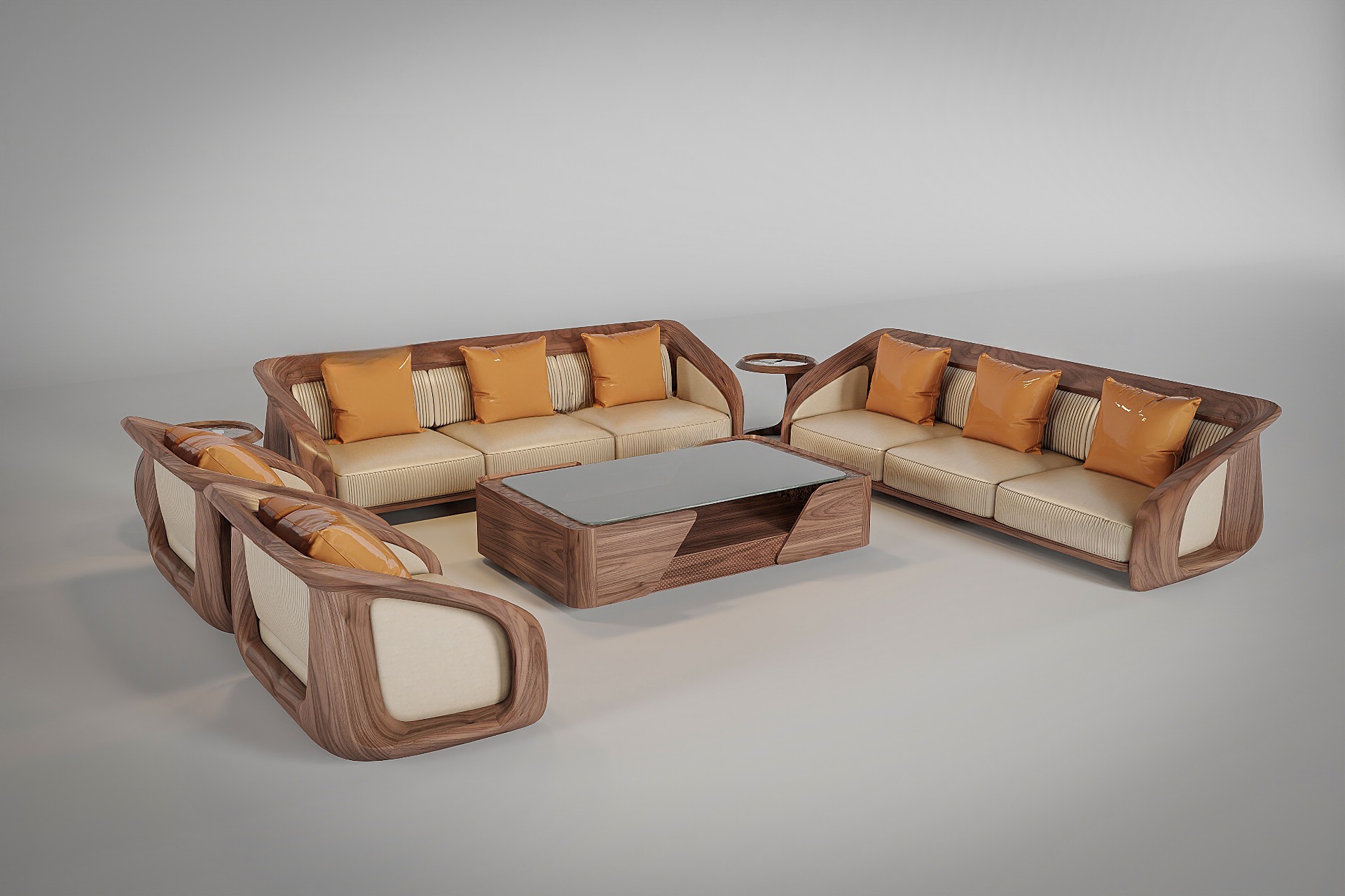 Sopha phòng khách gỗ óc chó sang trọng, tinh tế