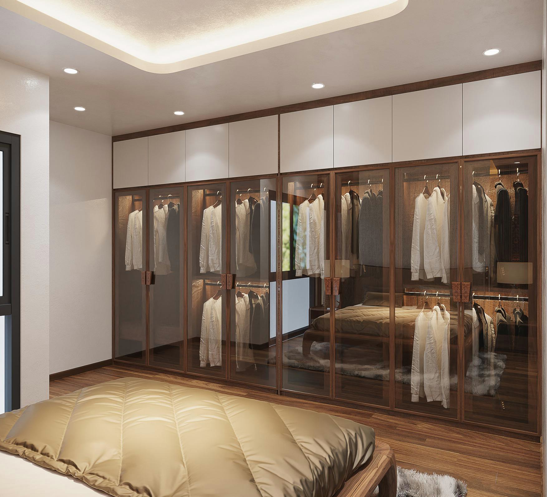 Tủ quần áo gỗ óc chó hiện đại cao cấp